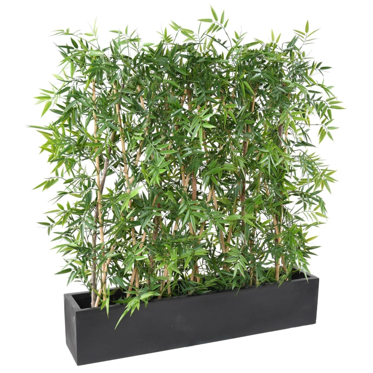 Haie de bambou japonais artificiel avec balconnière noir 120 cm - résistant aux UV