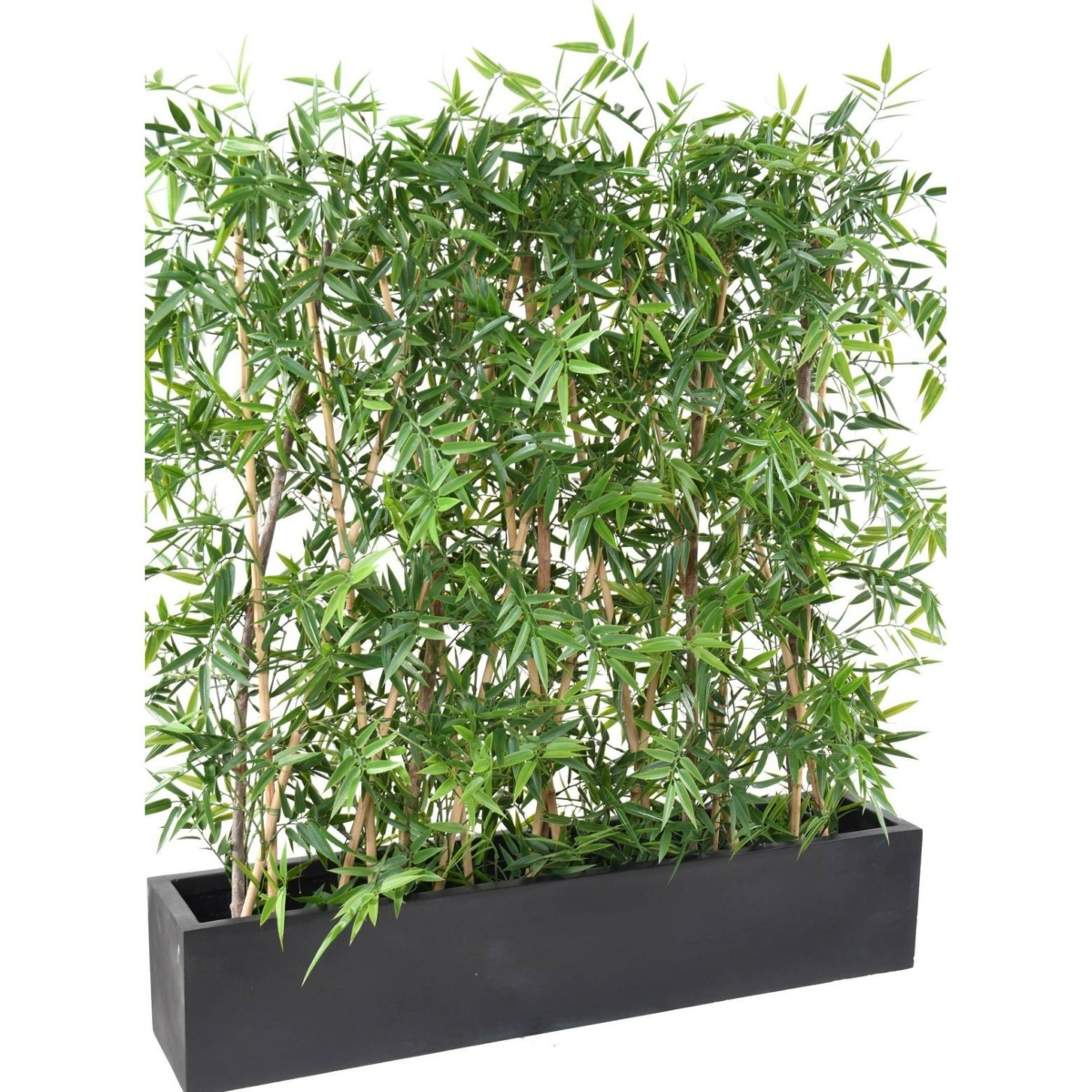 Haie de bambou japonais artificiel avec balconnière noir 120 cm - résistant aux UV – Image 2