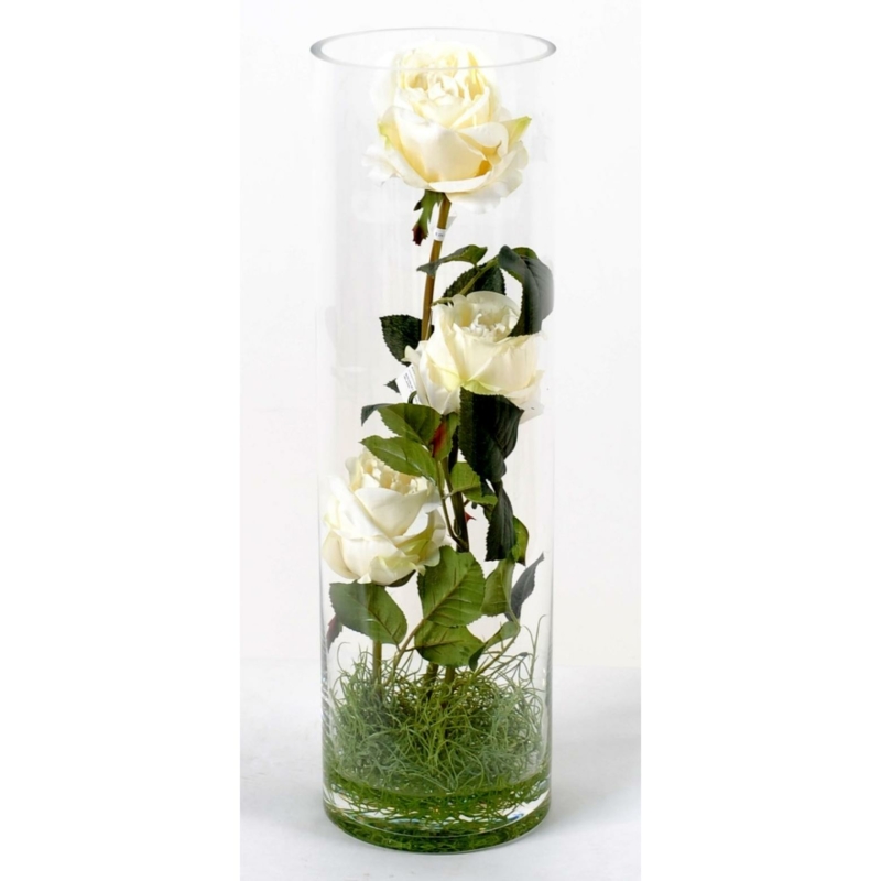 Bouquet roses blanches artificiel 40 cm