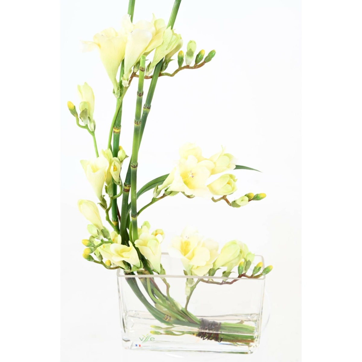 Bouquet freesia blanc artificiel 60 cm – Image 3