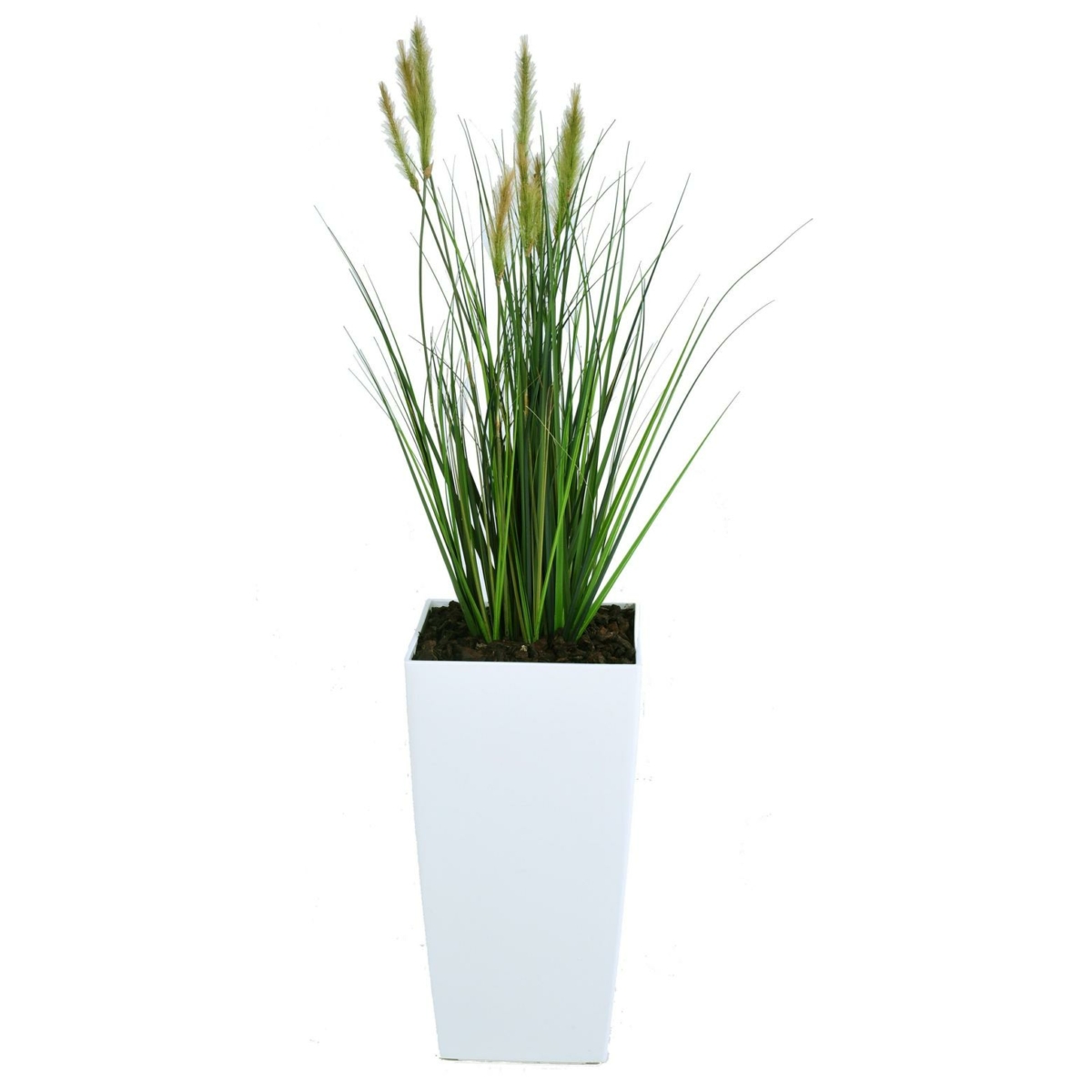 Foxtail artificiel en pot blanc 120 cm